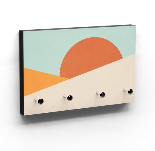 Schlüsselbrett in schönen Farben - Orange Sunrise - Nordischer Stil - Minimalistisches Design - Hakenanzahl variabel - Modern