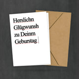 Lustige Geburtstagspostkarte - Herslichn Glügwunsh - Betrunken getippt - Für Freunde - Feiern - Typo Style - 2 Karten und 1 Umschlag