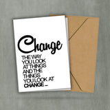Postkarte - Change The Way You Look at Things - Einstellung mit Gelassenheit - Sichtweise ändern - Weisheit Miniprint 2 Karten 1 Umschlag