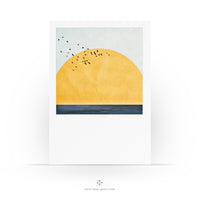 Grafische Postkarte - Sun and Sea - Meer - Landschaft - Strand - Sommer - Brief - Mini Print - Polaroid Style - 2 Karten und 1 Briefumschlag