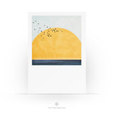 Grafische Postkarte - Sun and Sea - Meer - Landschaft - Strand - Sommer - Brief - Mini Print - Polaroid Style - 2 Karten und 1 Briefumschlag