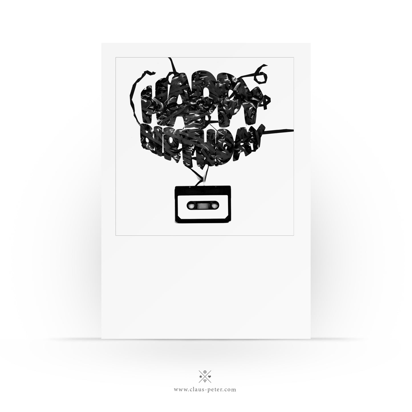 Geburtstagskarte - HAPPY BIRTHDAY - Tape - Mixtape - Retro - Bandsalat - Postkarte für Partner Freunde 30 - 40 - 2 Karten und 1 Umschlag