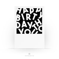 Geburtstagskarte - HAPPY BIRTHDAY - Neutrale Postkarte für Mann Frau - Beruf - Kollegen - Typografisches Design - 2 Karten und 1 Umschlag