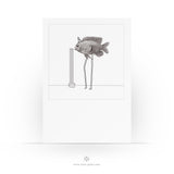 Geburtstagskarte mit Zeichnung - Hoch sollst du Leben - Fisch pustet Tortenkerzen aus - Verrücktes Design - Lustig - 2 Karten - 1 Umschlag