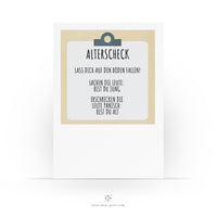 Lustige Geburtstagskarte - Alterscheck - Jung vs Alt - Witzige und freche Postkarte für Freunde - Spruch Alter - 2 Karten und 1 Umschlag