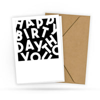 Geburtstagskarte - HAPPY BIRTHDAY - Neutrale Postkarte für Mann Frau - Beruf - Kollegen - Typografisches Design - 2 Karten und 1 Umschlag