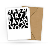 Geburtstagskarte - HAPPY BIRTHDAY - Neutrale Postkarte für Mann Frau - Beruf - Kollegen - Typografisches Design - 2 Karten und 1 Umschlag