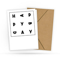 Typografische Geburtstagskarte - HAPPY BDAY - Neutrale Postkarte für Mann Frau - Beruf - Kollegen - Aktuelles Design - 2 Karten - 1 Umschlag