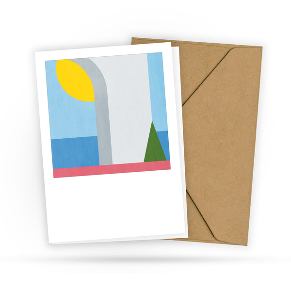 Grafische Postkarte - Ocean View - Meer - Landschaft - Architektur - Sommer - Mini Print - Polaroid Style - 2 Karten und 1 Briefumschlag
