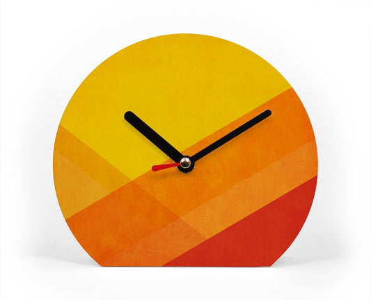Tischuhr - Color - Orange Layers - Orange Rot Gelbe Uhr - Moderne Farbkombination - Coole Deko für Zuhause