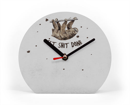 Tischuhr - Typo - Get Shit Done - Guter Spruch zum Thema Zeit - Typografisch - Kreative Uhr