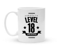Tasse zum 18. Geburtstag - Level 18 Unlocked - Kaffeebecher zum Schmunzeln - 325 ml - Handmade