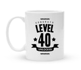 Tasse zum 40. Geburtstag - Level 40 Unlocked - Kaffeebecher zum Schmunzeln - 325 ml - Handmade
