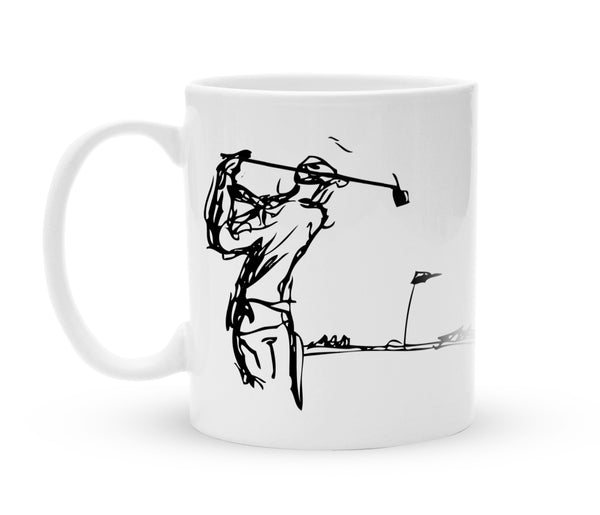 Tasse für Golfer - Strichzeichnung - Kaffeebecher zum Schmunzeln - 325 ml - Handmade