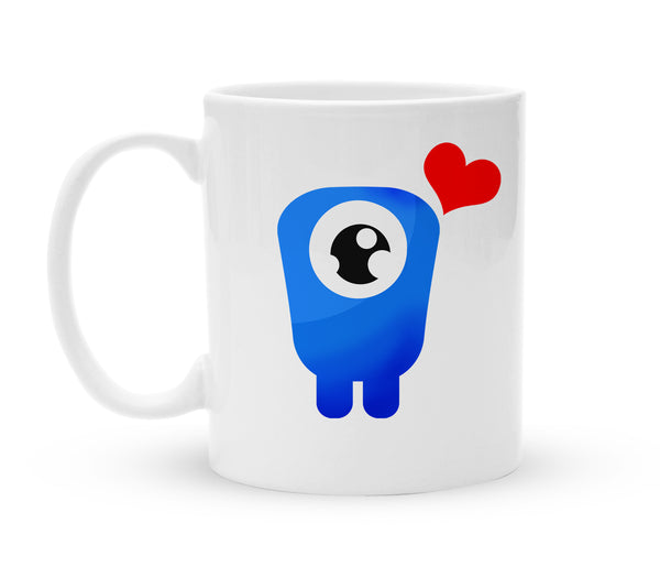 Tasse mit Motiv - Einaug Monster Lila mit Herz - Kaffeebecher zum Schmunzeln - 325 ml - Handmade