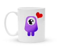 Tasse mit Motiv - Einaug Monster Blau mit Herz - Kaffeebecher zum Schmunzeln - 325 ml - Handmade