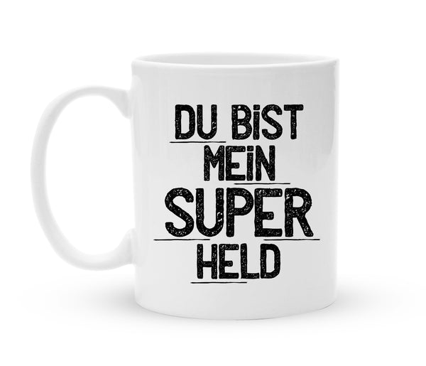 Tasse für Verliebte - Du bist mein Superheld - Kaffeebecher zum Schmunzeln - 325 ml - Handmade