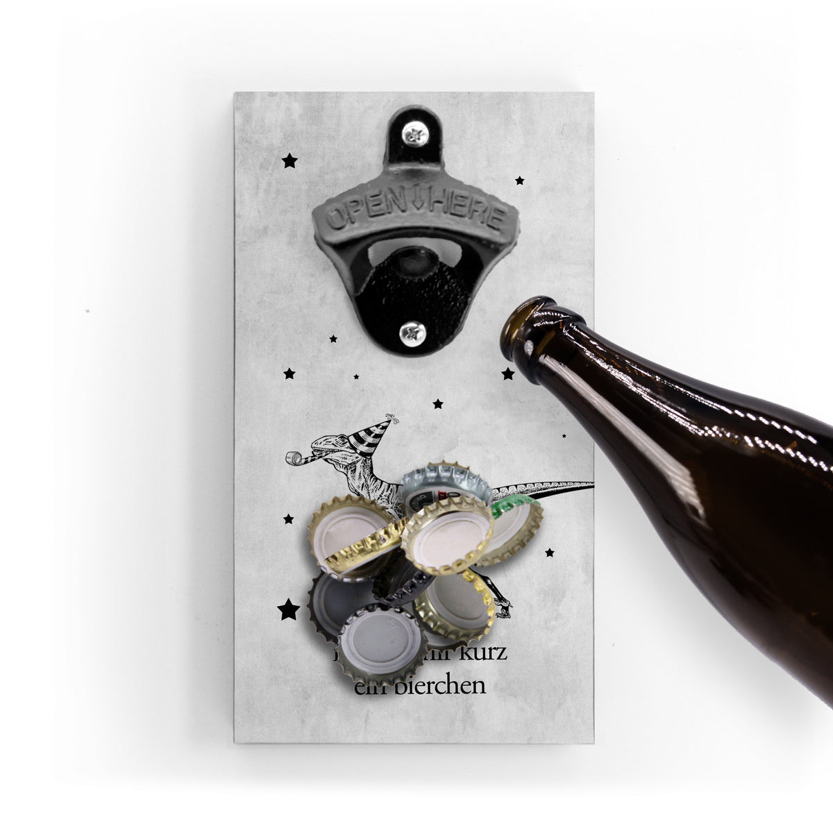 Flaschenöffner für die Wand - Beer Rex - mit Magnet