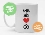 Personalisierbare Tasse mit Namen - Unendliche Liebe - 325ml - Handmade