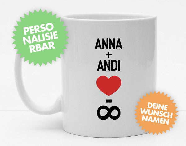 Personalisierbare Tasse mit Namen - Unendliche Liebe - 325ml - Handmade