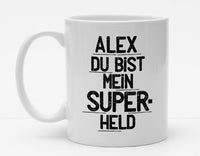 Personalisierbare Tasse mit Namen - Du bist mein Superheld - 325ml - Handmade
