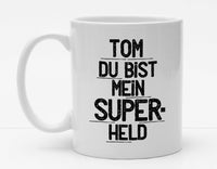 Personalisierbare Tasse mit Namen - Du bist mein Superheld - 325ml - Handmade