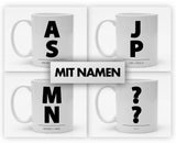 Personalisierbare Tasse mit Initialien Anfangsbuchstaben - Big Letters - 325ml - Handmade