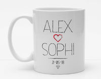 Personalisierbare Tasse mit Namen - Hochzeitsdaten - 325ml - Handmade