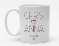 Personalisierbare Tasse mit Namen - Hochzeitsdaten - 325ml - Handmade