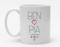 Personalisierbare Tasse mit Namen - Hochzeitsdaten - 325ml - Handmade