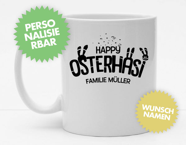 Personalisierbare Tasse mit Namen -Happy Osterhasi - 325ml - Handmade