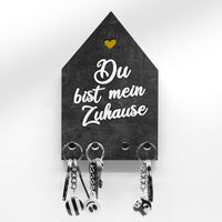 Schlüsselbrett - Du bist mein Zuhause - Hausform - 4 Haken - Pärchen Schlüsselbrett - Verliebt - Handmade