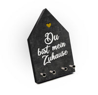 Schlüsselbrett - Du bist mein Zuhause - Hausform - 4 Haken - Pärchen Schlüsselbrett - Verliebt - Handmade