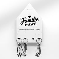 Schlüsselbrett - Dein Familiennamen und Vornamen - Hausform - 4 Haken - Personalisierbar Namen - Handmade