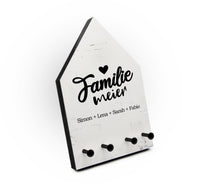 Schlüsselbrett - Dein Familiennamen und Vornamen - Hausform - 4 Haken - Personalisierbar Namen - Handmade