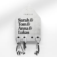 Schlüsselbrett - Alle Namen der familie auf dem Schlüsselbrett - Hausform - 4 Haken -  Mama und Papa - Handmade