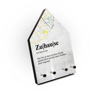 Schlüsselbrett - Definition Zuhause mit Kinder - Der Ort, an dem du deine Kinder spielen hörst und alle Probleme sin vergessen - Hausform - 4 Haken - Mama und Papa - Handmade