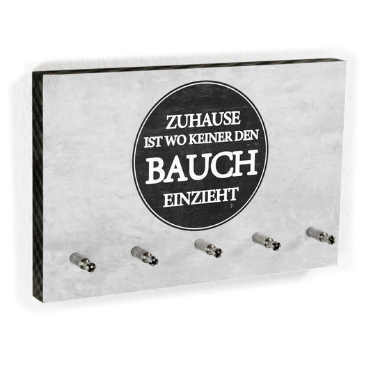 Schlüsselbrett - Typo - Zuhause ist wo keiner den Bauch einzieht