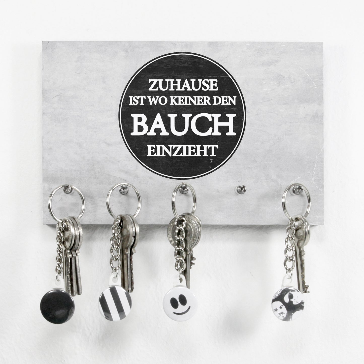 Schlüsselbrett - Typo - Zuhause ist wo keiner den Bauch einzieht