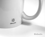 Tasse mit Spruch - Die Basis guter Ideen - Kaffeebecher zum Schmunzeln - 325 ml - Handmade